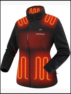 Women's Fleece Heated Jacket with Battery Pack Lightweight Heating Coat Outdoor